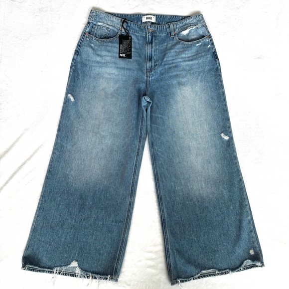PAIGE VINTAGE Zoey Rumors with Rock Hem Ankle Wide Leg Jeans--NWT--33 - Picture 2 of 15